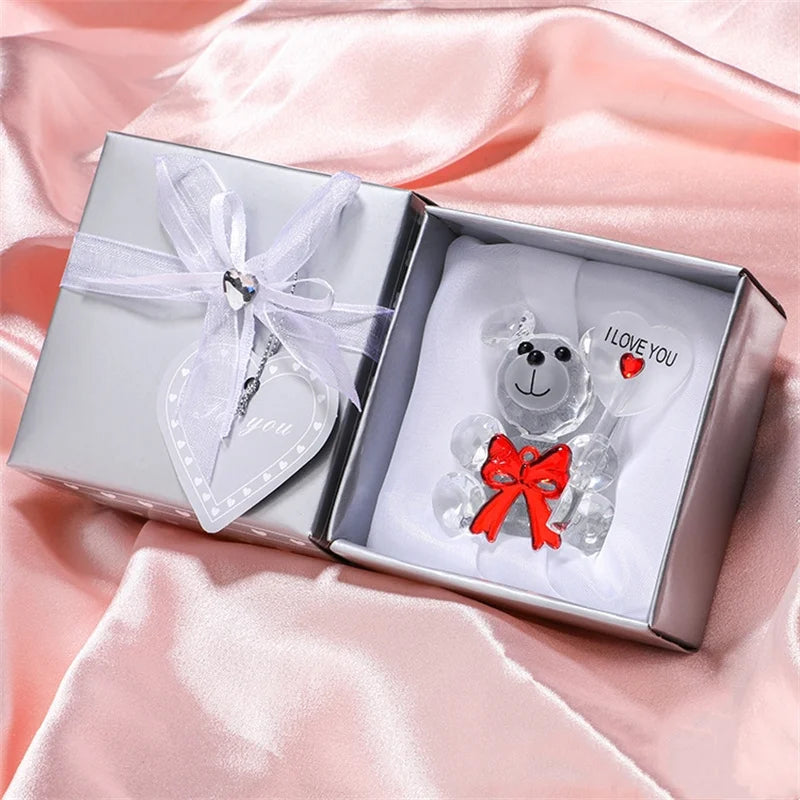 Crystal Bear Rose Gift Box Valentine