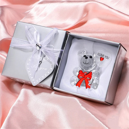 Crystal Bear Rose Gift Box Valentine