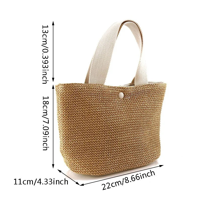 Bohemian Woven Rattan Bucket Bag