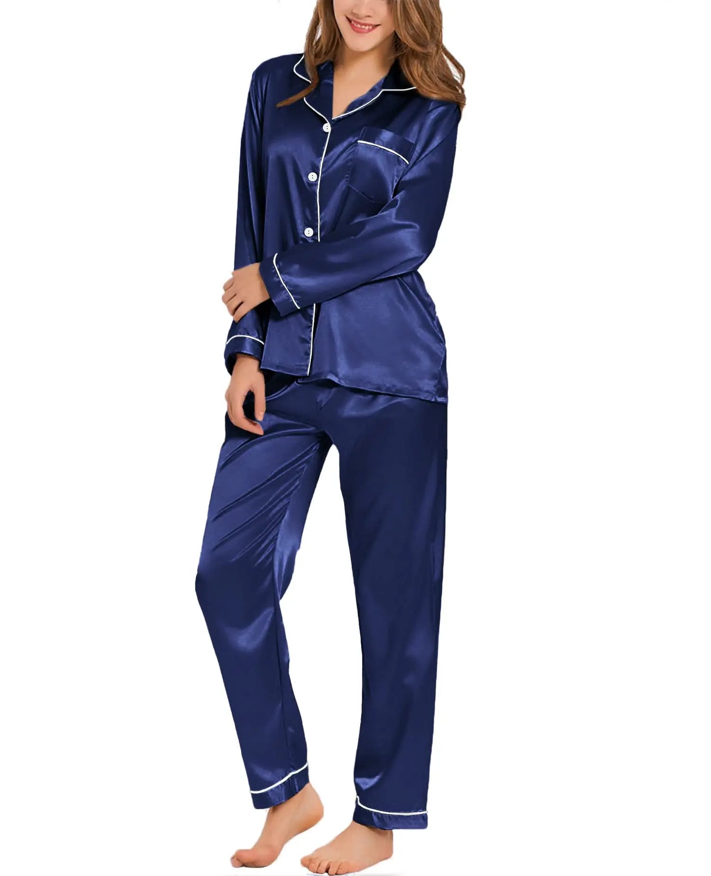 Satin Button-Down Women Pajama Set