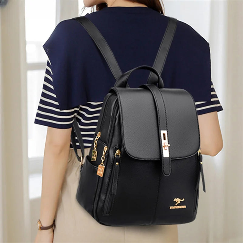 Vintage Leather Women Backpack