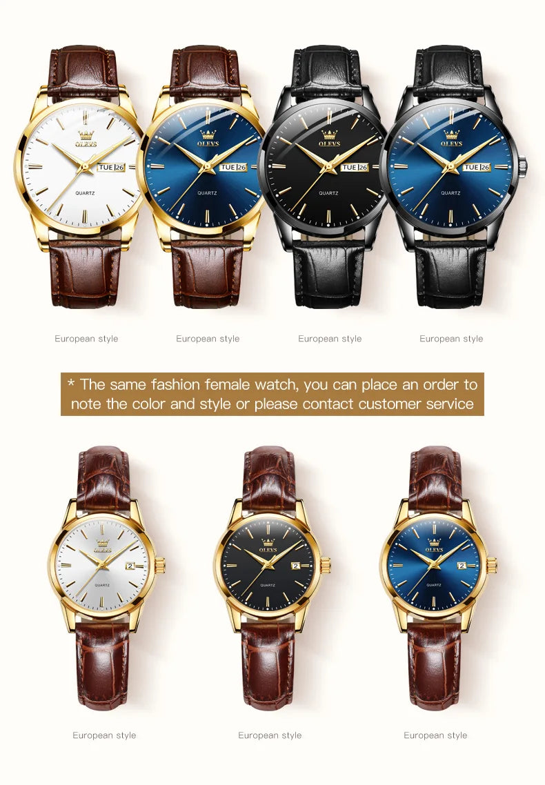 OLEVS Women's Waterproof Dual Calendar Watch