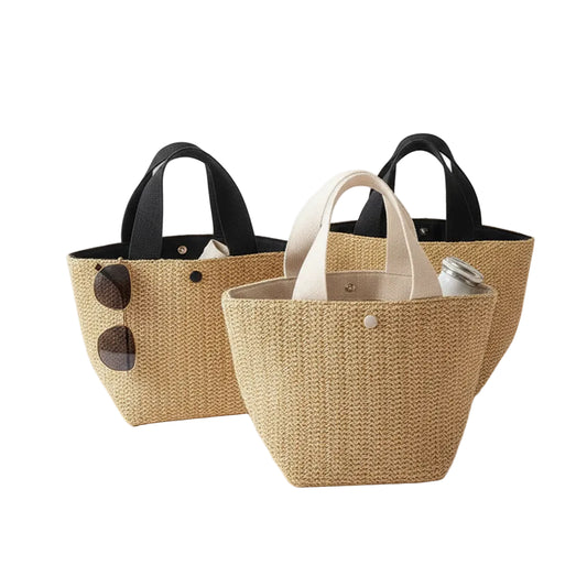 Bohemian Woven Rattan Bucket Bag