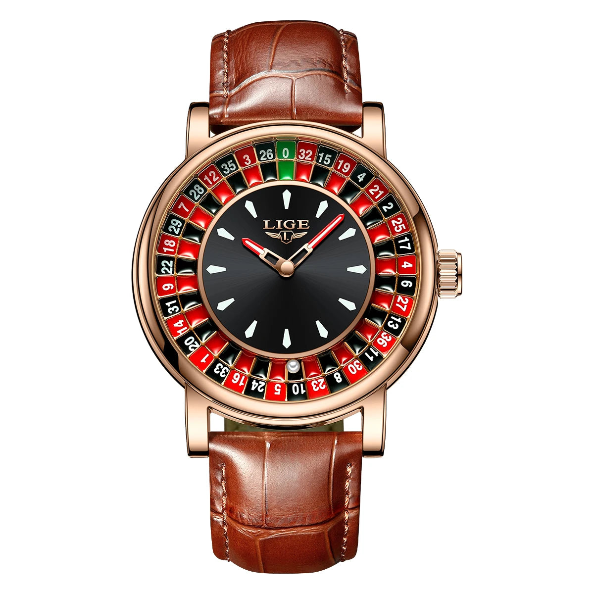 LIGE Men's Roulette Luminous Quartz Watch