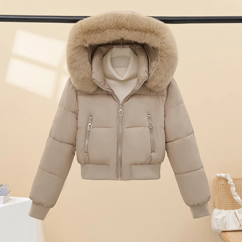 Fur Collar Short Women Parka