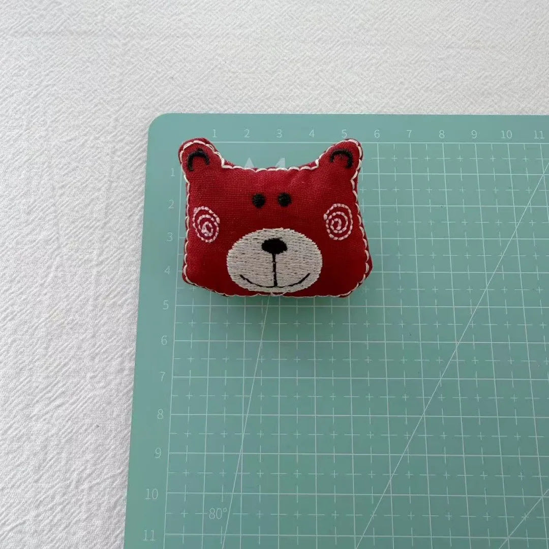 Bear Cat Fabric Brooch Handcrafted Pin