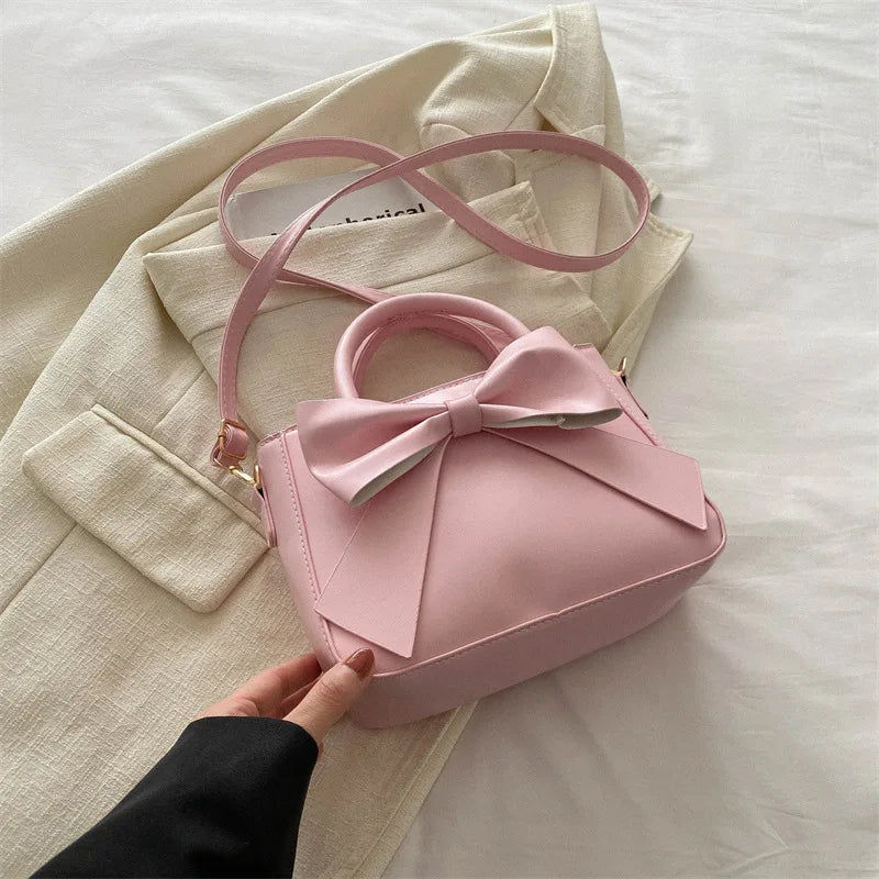 Black Bow Handbag with Gold Hardware