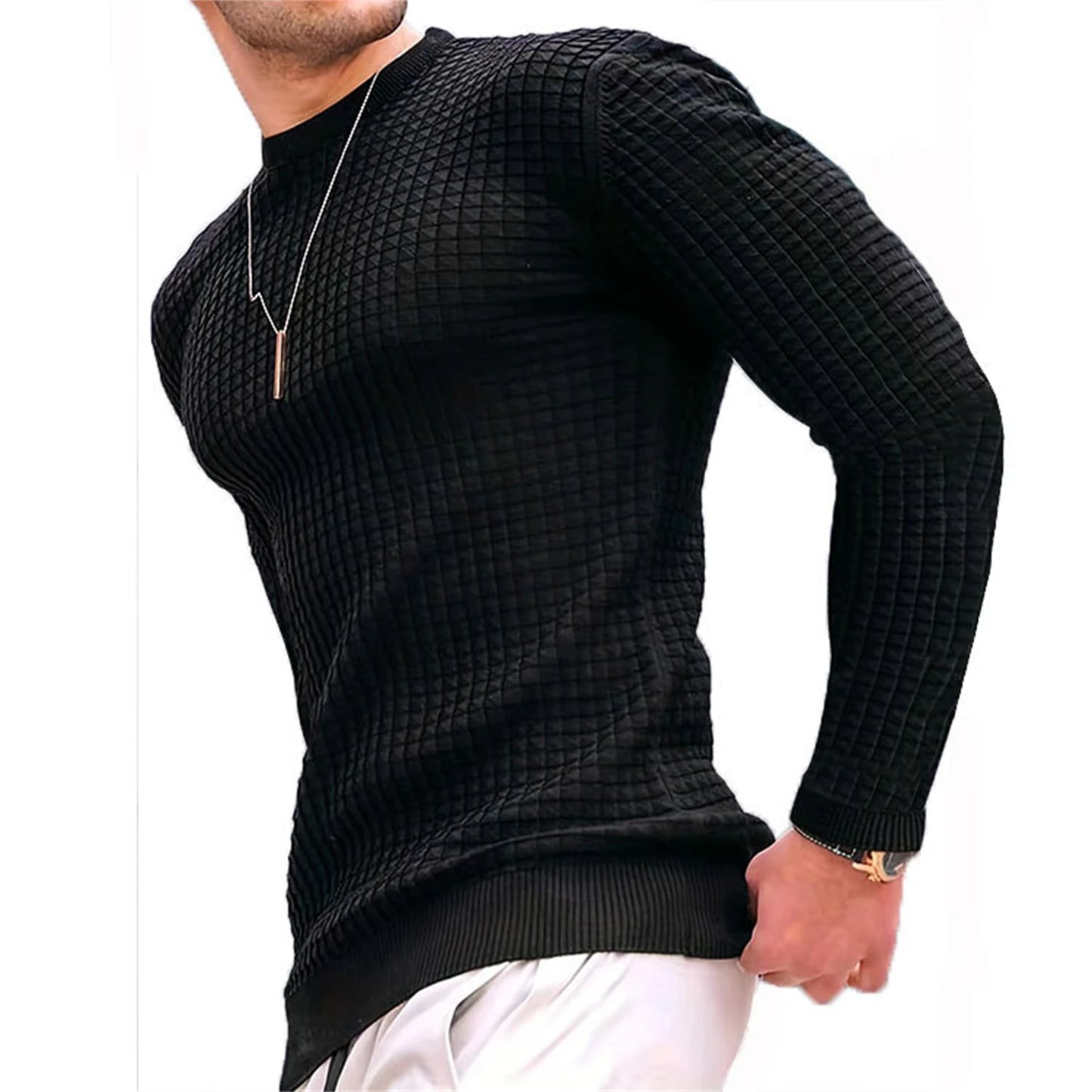 Waffle Check Hoodie Men