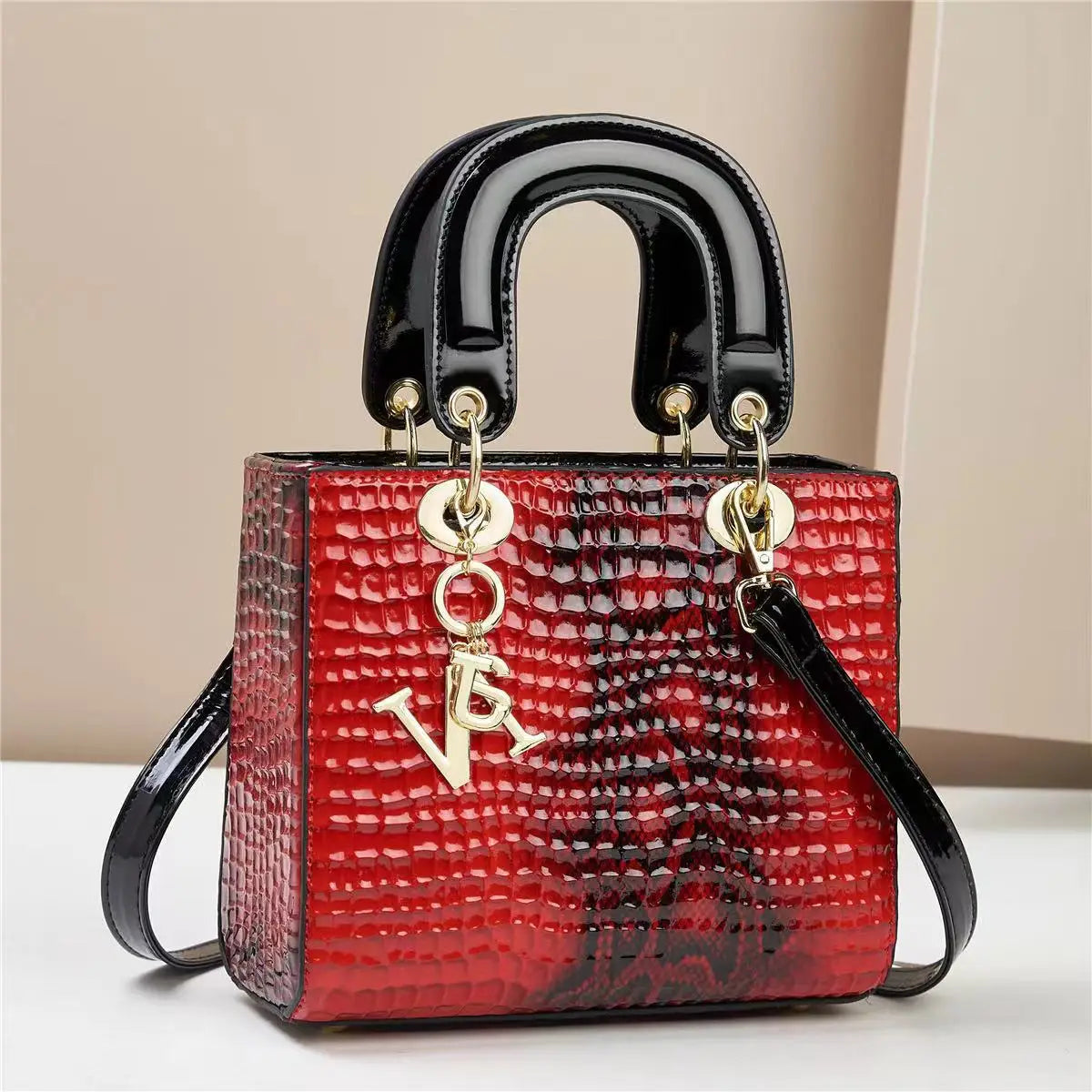 Women's Bright Leather Crossbody Shoulder Bag