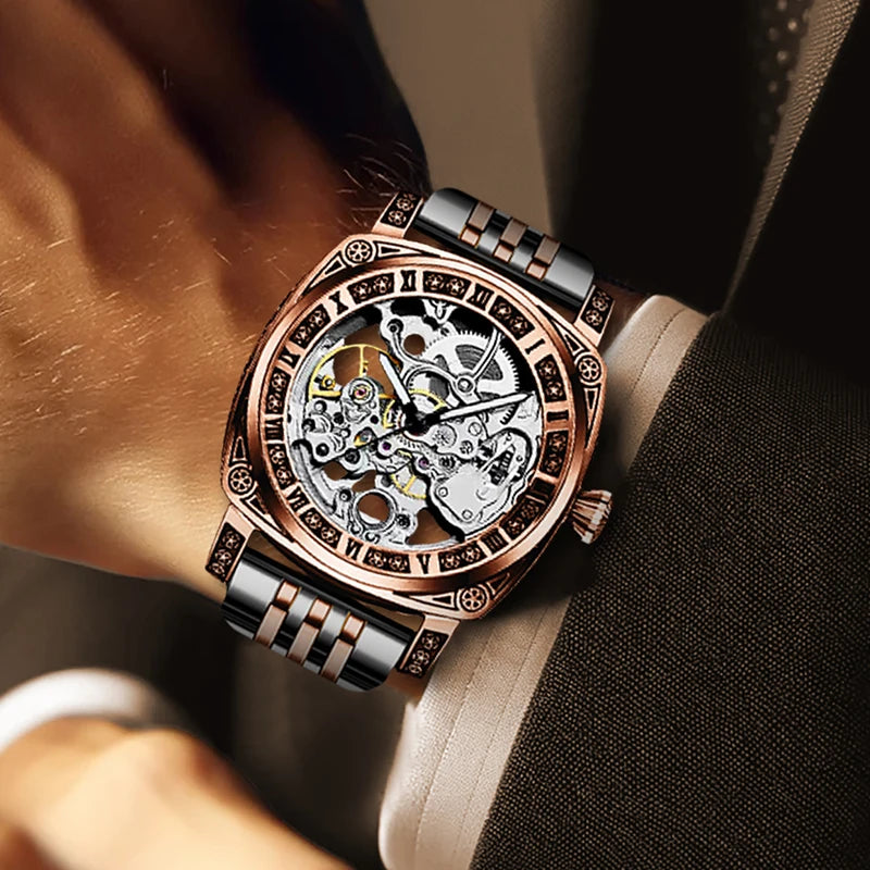 Pentagram Rose Gold Mechanical Watch