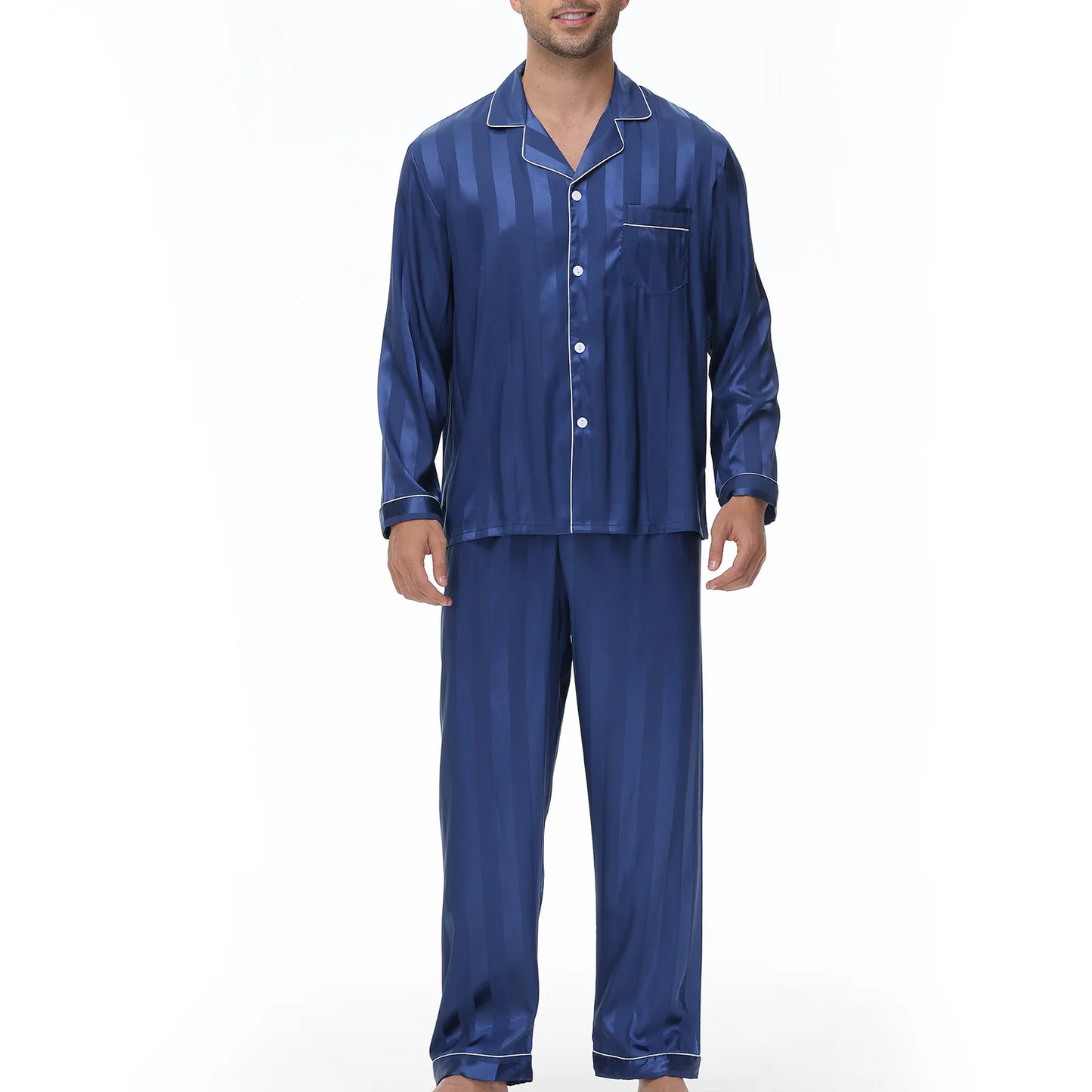 Men's Silk Satin Long Sleeve Pajama Shirt