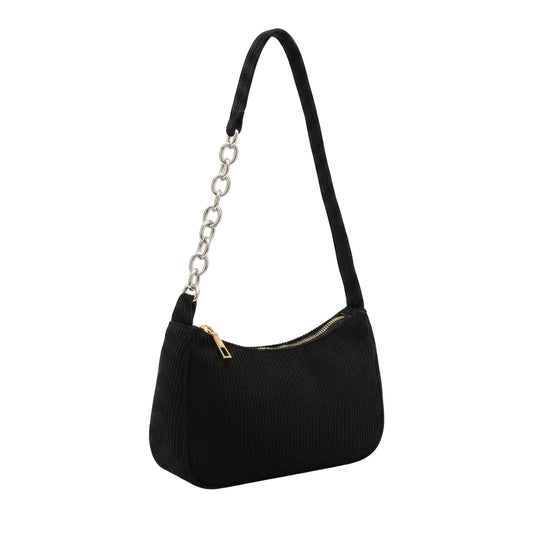 Women's Corduroy Underarm Zipper Handbag