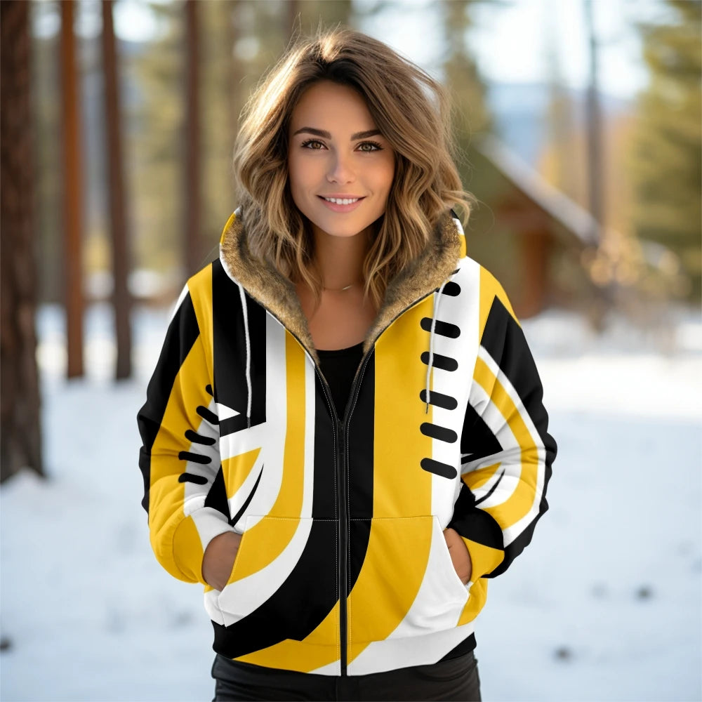 Women's Geometric Hooded Coat