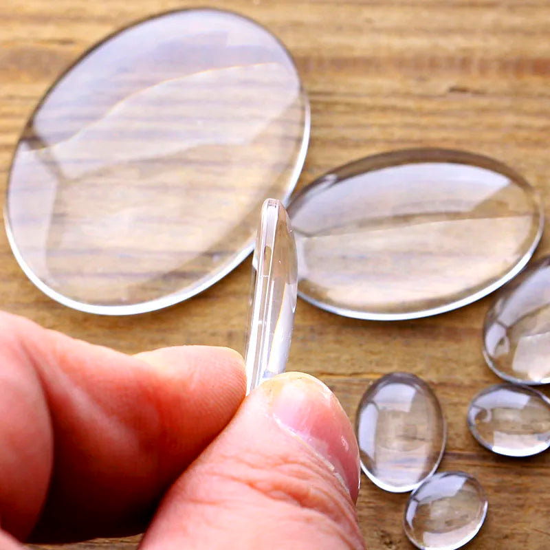 Clear Oval Glass Cabochon Set