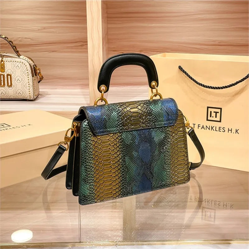 Women's Contrast Color Square Crossbody Bag