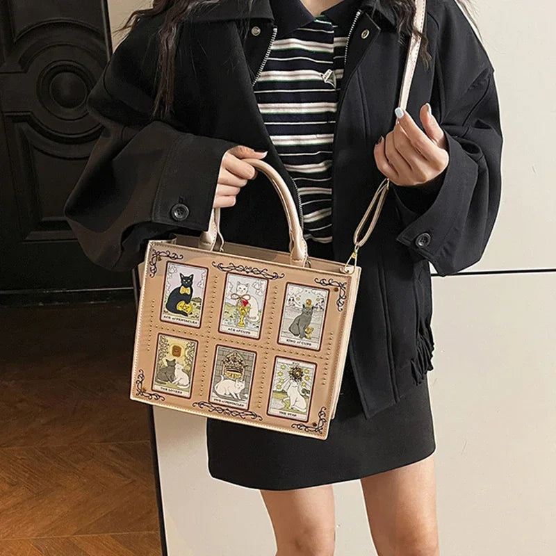 Cat Pattern Crossbody Tote