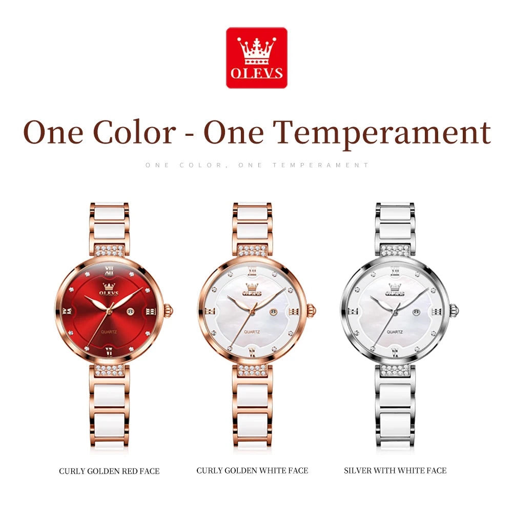 OLEVS Ceramic Bracelet Watch Set
