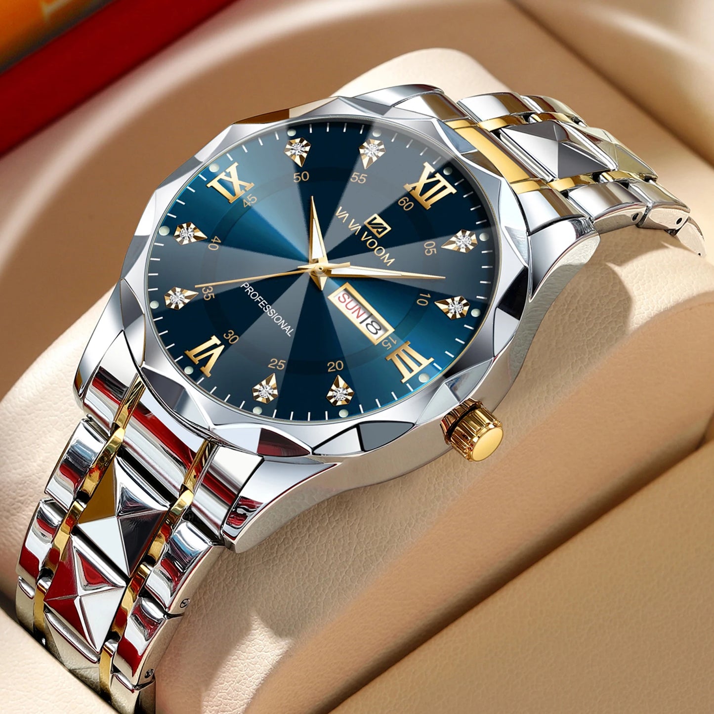 Diamond Dual Calendar Quartz Watch