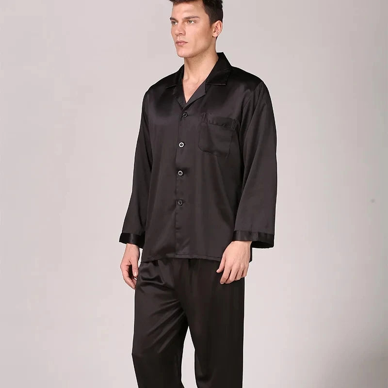 Men's Ice Silk Satin Pajama Set