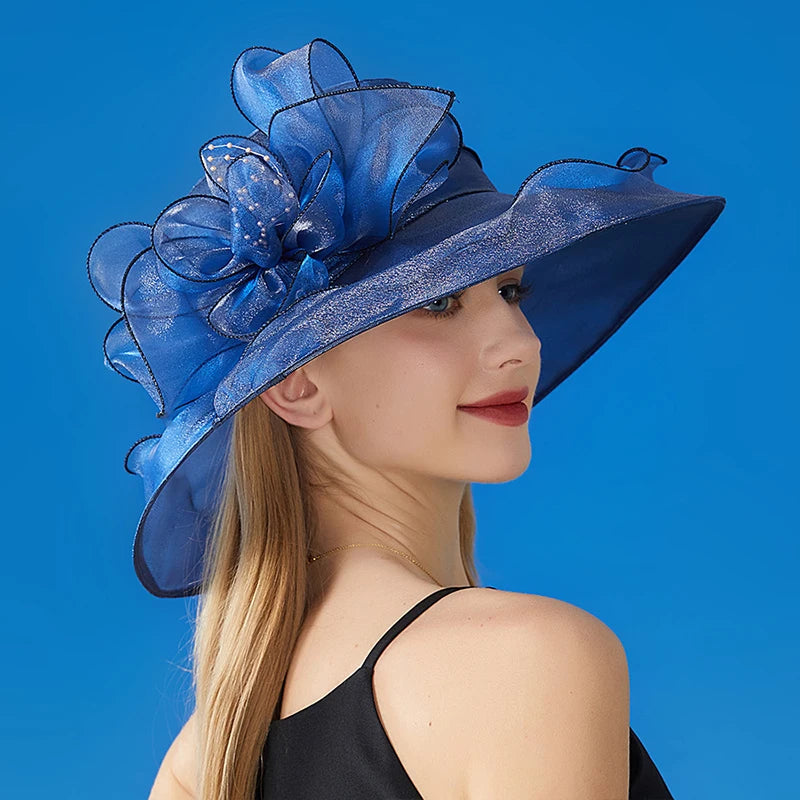 Women's Organza Wide Brim Sun Hat Beach