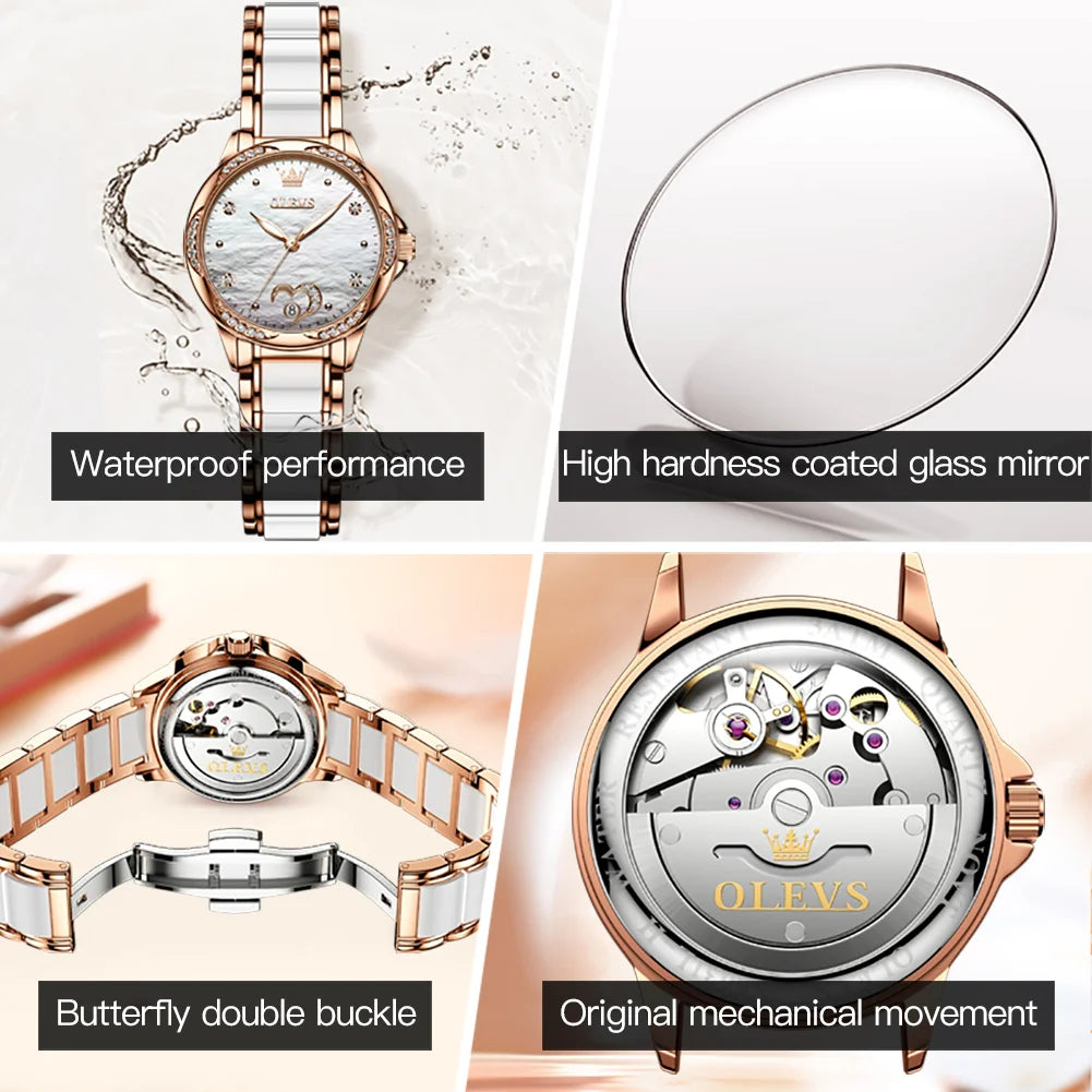 OLEVS Women's Ceramic Automatic Mechanical Watch