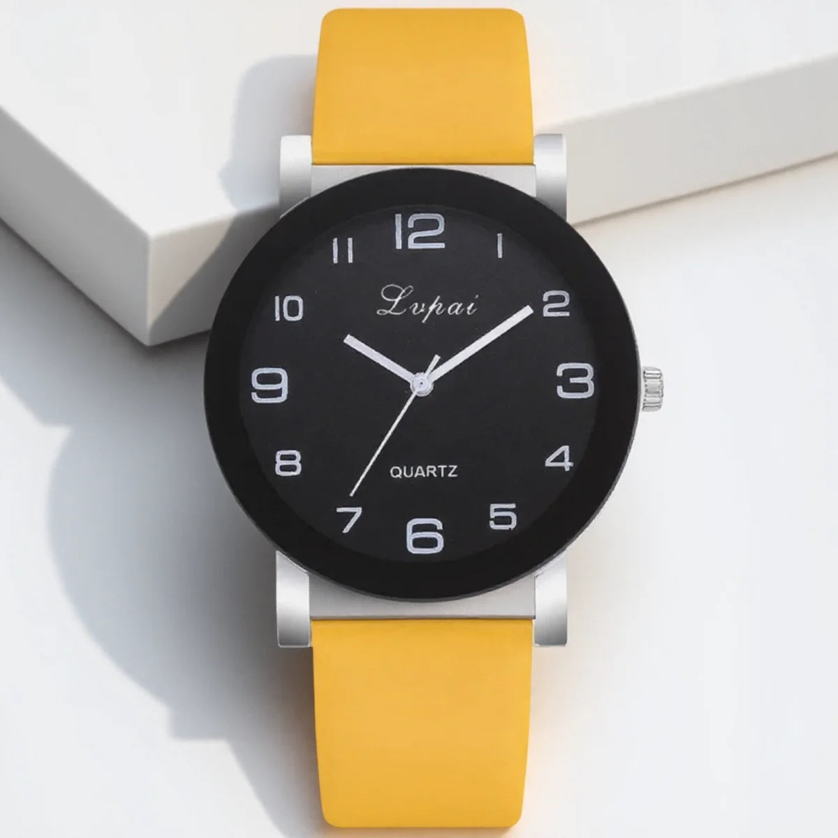 White Leather Round Face Watch