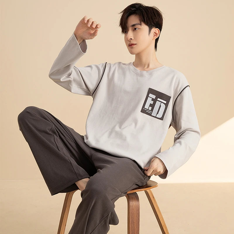 Cotton O-Neck Men Pajama Set