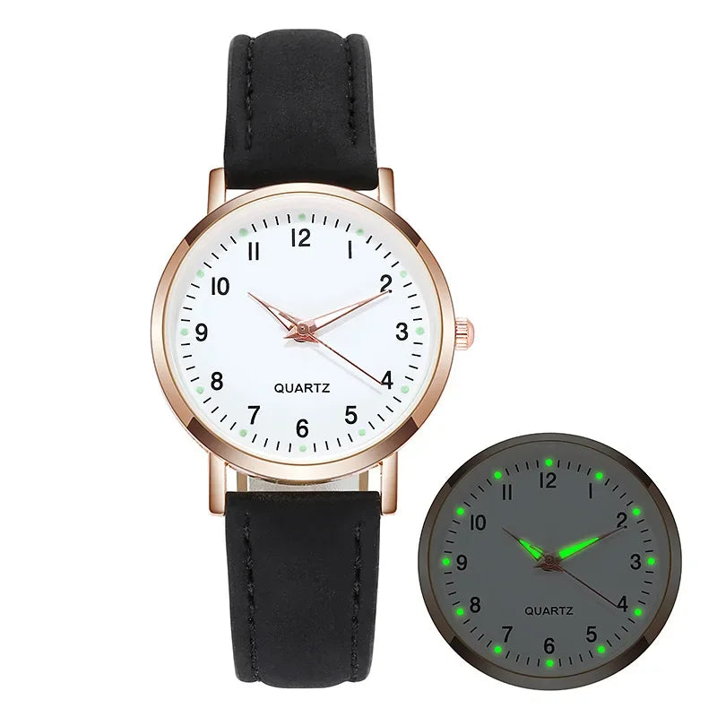 Women's Small Dial Leather Quartz Watch