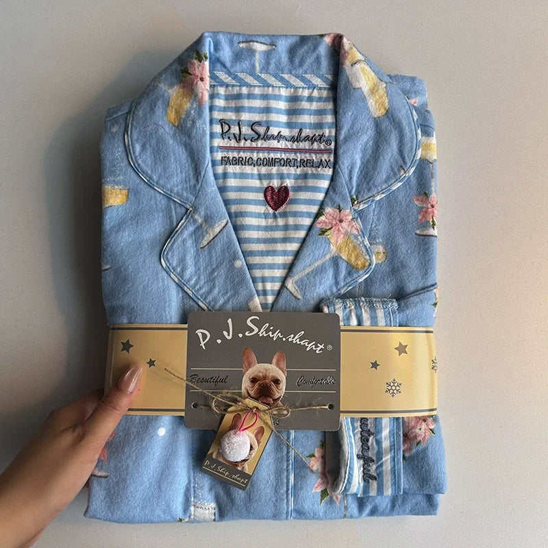 Cartoon Print Cotton Pajama Set