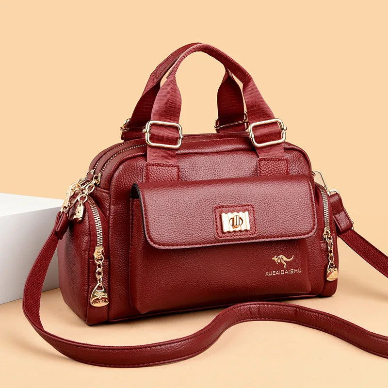 Women's Soft Leather Locomotive Crossbody Bag