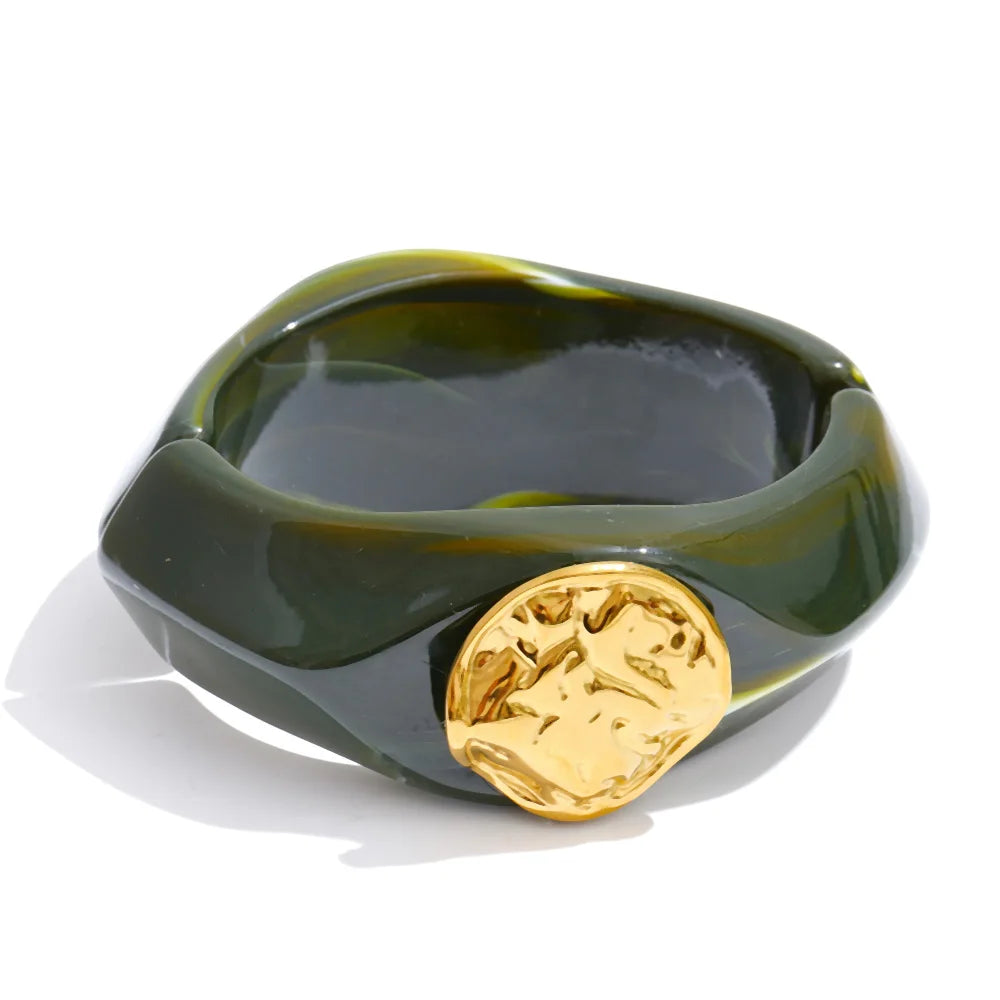 Resin Wide Bangle Bracelet