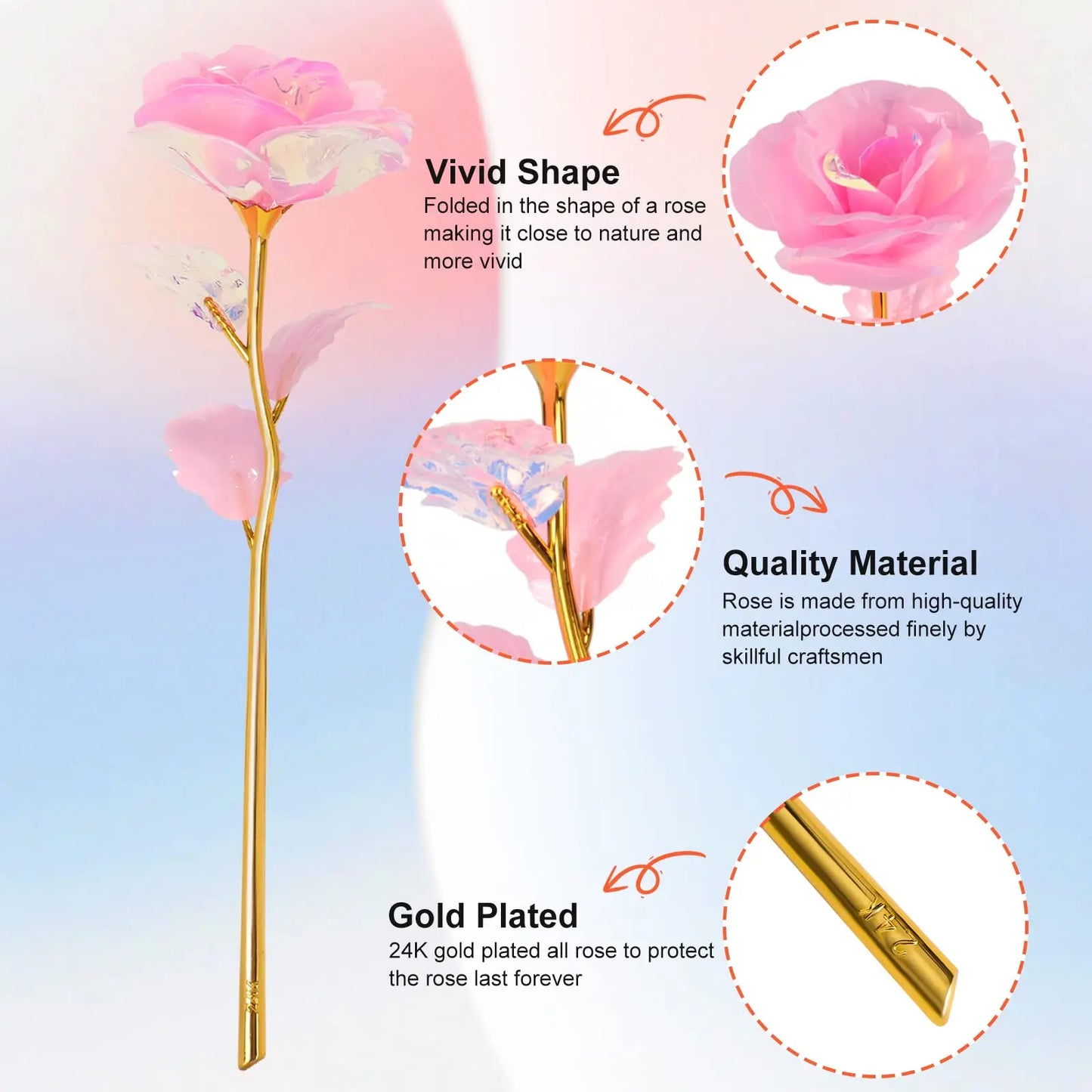 Pink Glitter Rose Crystal Base Gift Box