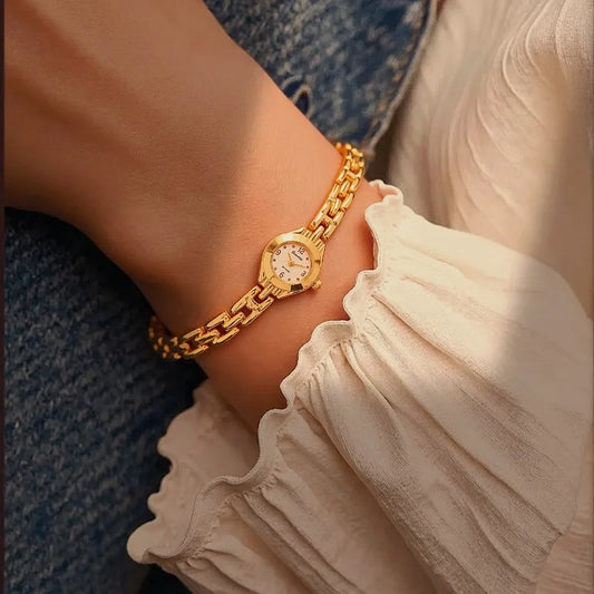 Gold Small Dial Dress Watch
