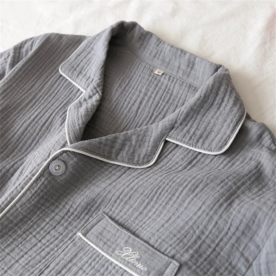 Men's Cotton Gauze Short Sleeve Pajama Set