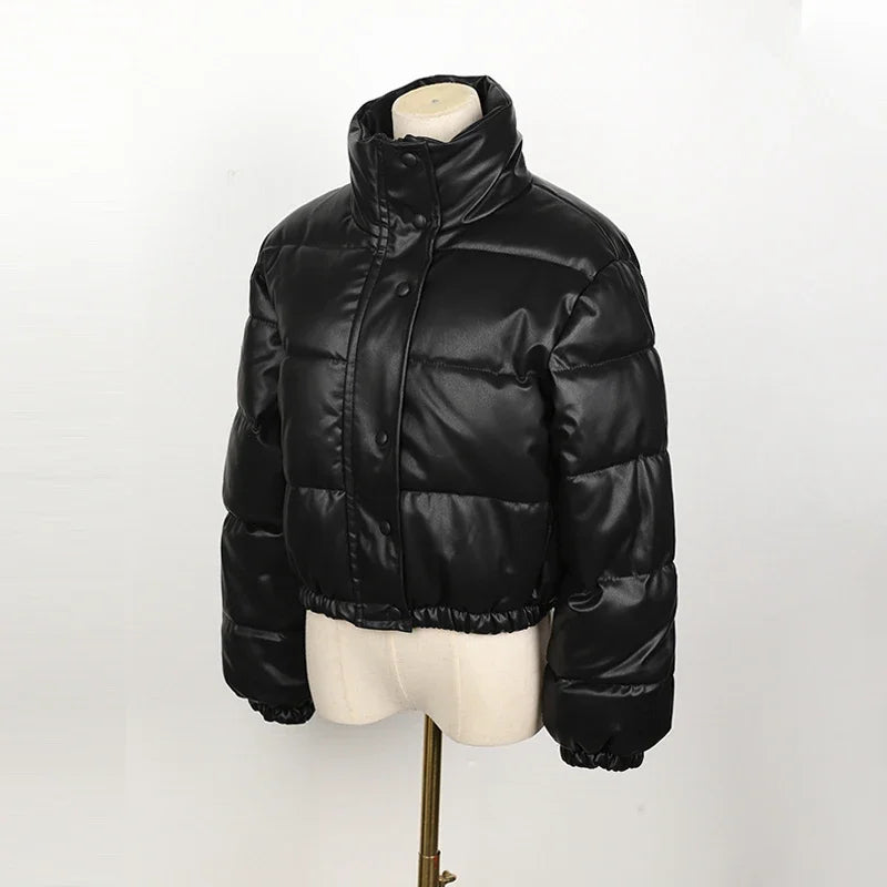 PU Leather Zipper Women Jacket