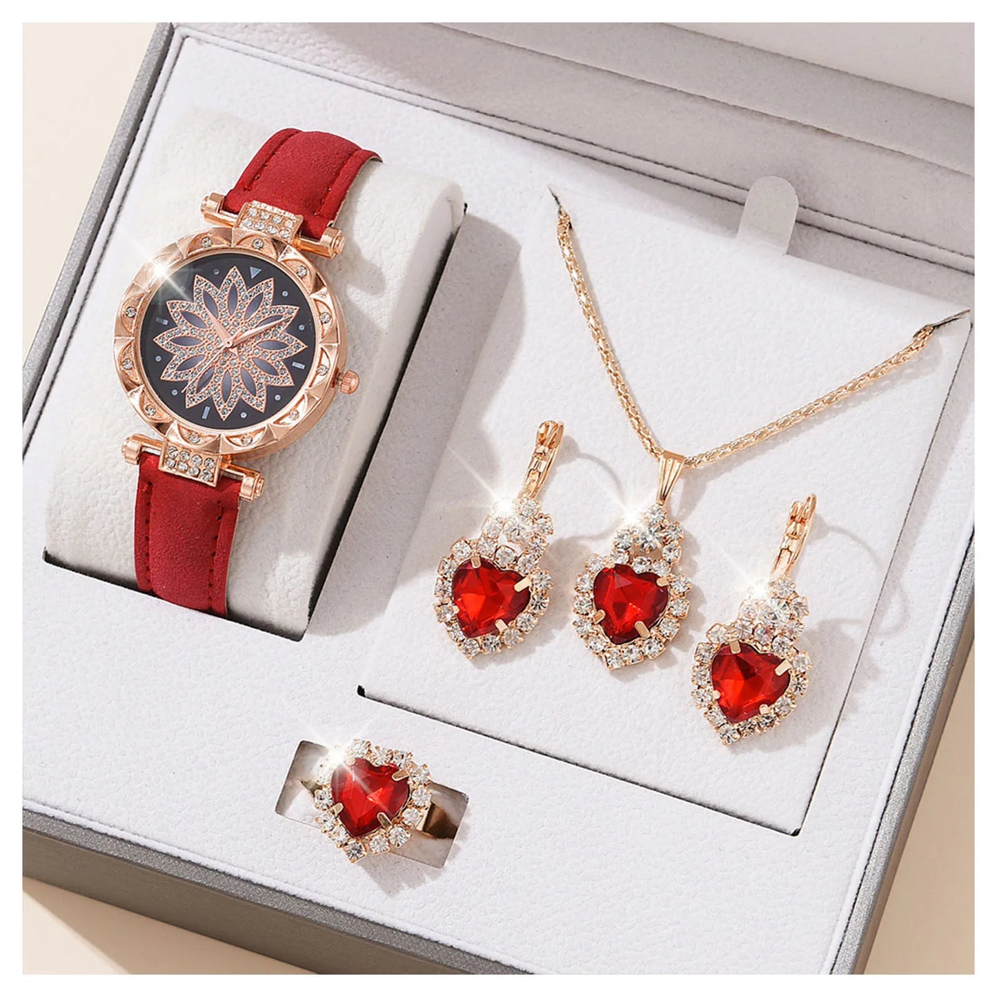 Women's Crystal Watch Jewelry Gift Set