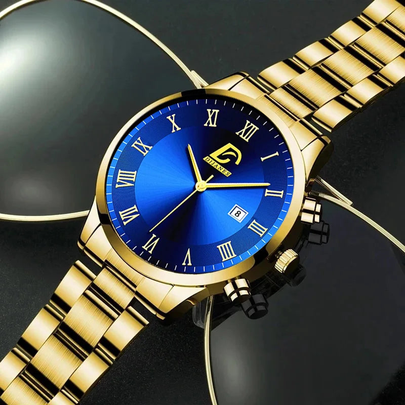 Men's Gold Minimalist Business Quartz Watch