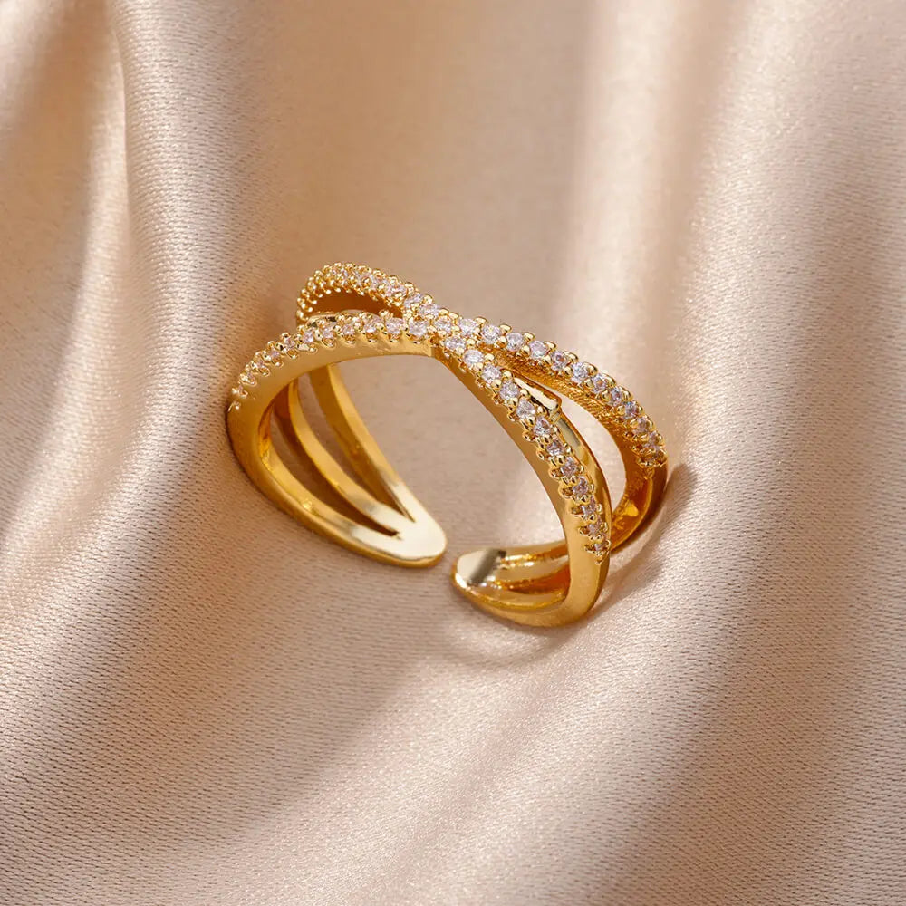 Zircon Steel Belt Finger Ring