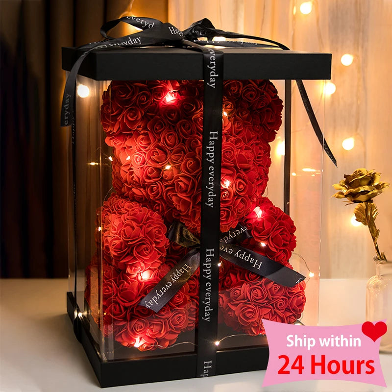 Rose Bear LED Gift Box Valentine Birthday