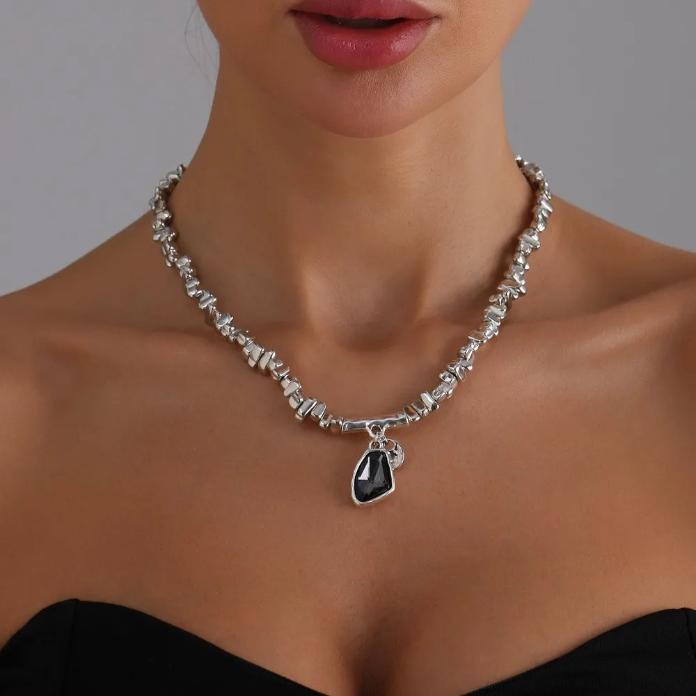 Acrylic Crystal Pendant Necklace Set