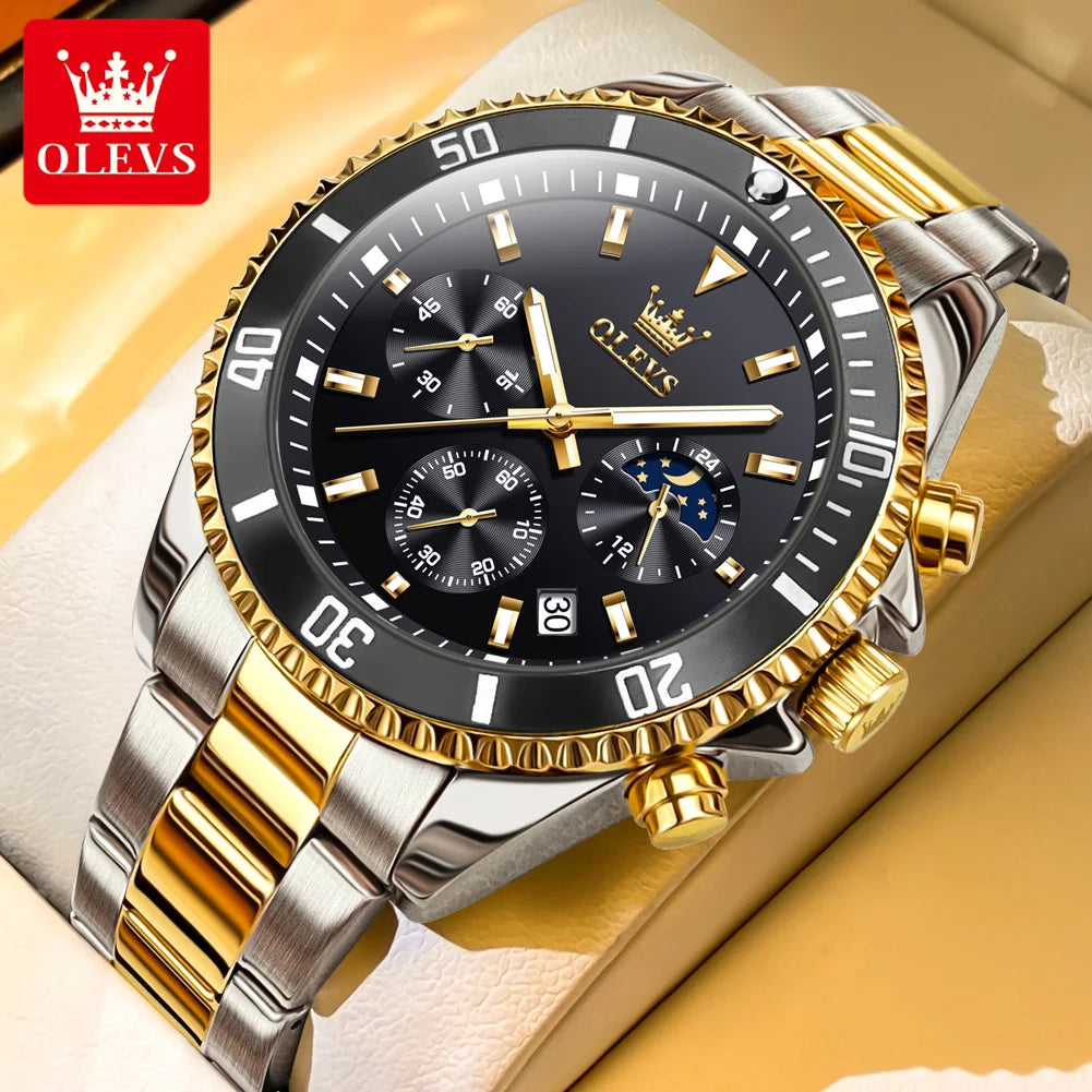 OLEVS Men's Luminous Quartz Watch Steel