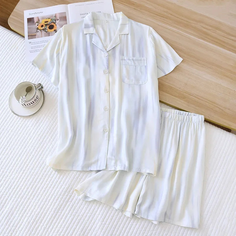 Women's Viscose Floral Short Sleeve Pajama Set