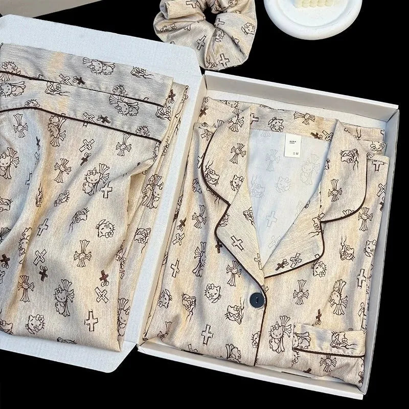 Women's Ice Silk Cute Pajama Set