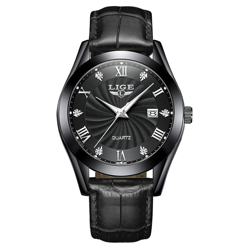 LIGE Leather Quartz Ladies Watch