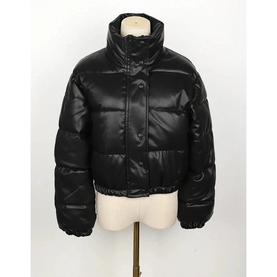 PU Leather Zipper Women Jacket
