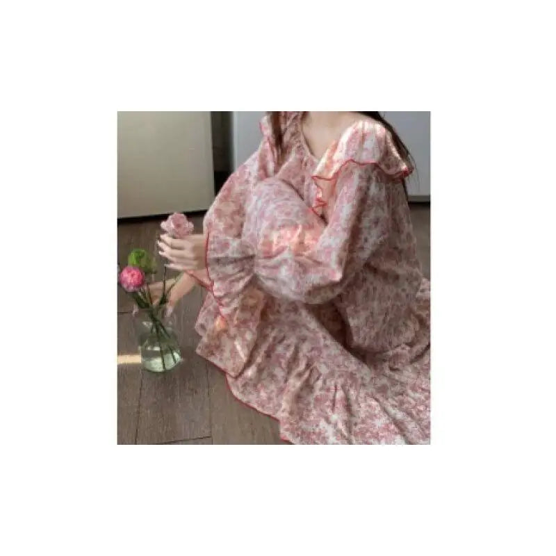 Women's French Floral Ruffle Pajama Set
