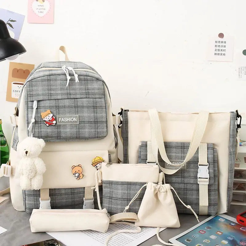 Plaid Student Backpack Set