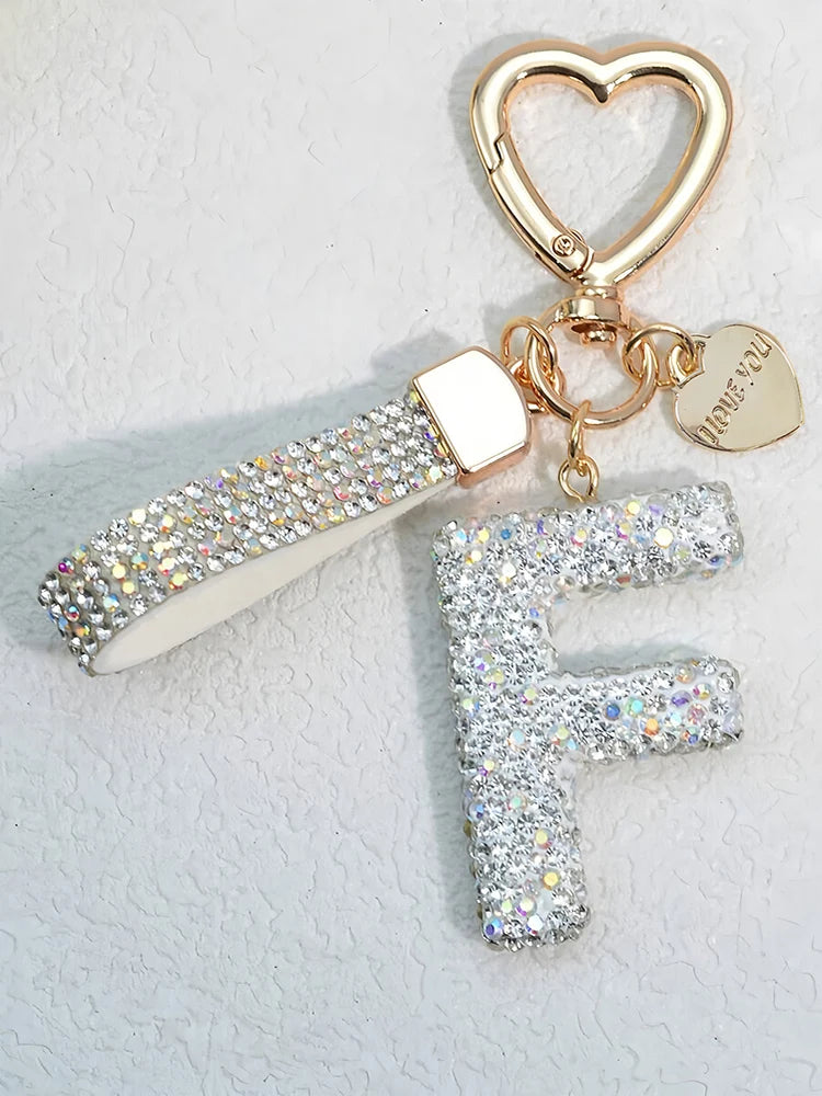 Crystal Initial Letter Keychain