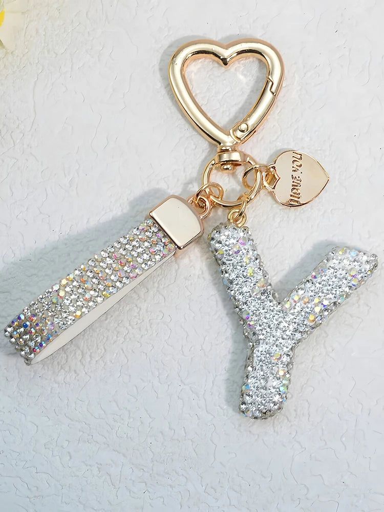 Crystal Initial Letter Keychain