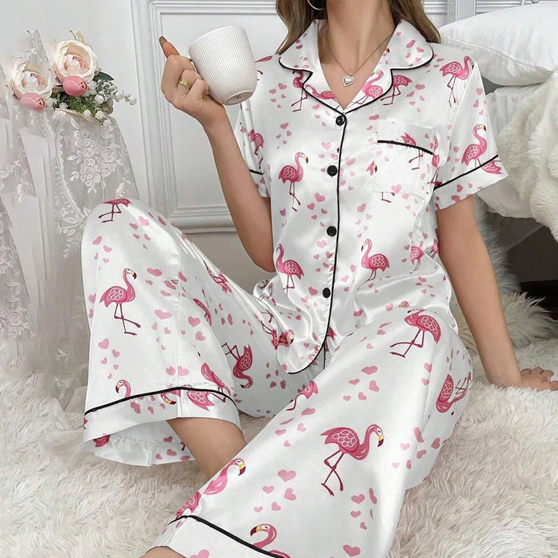 Women's Satin Floral Pajama Set